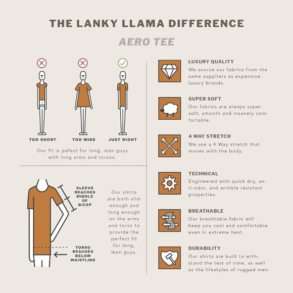 Slim Fit Aero Tee for Tall Men - Black Lightweight Athleisure - Picture 6 of 8